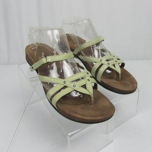 Dansko Womens Light Green Leather Slip On Open Back Thong Sandals Size 38 7.5-8